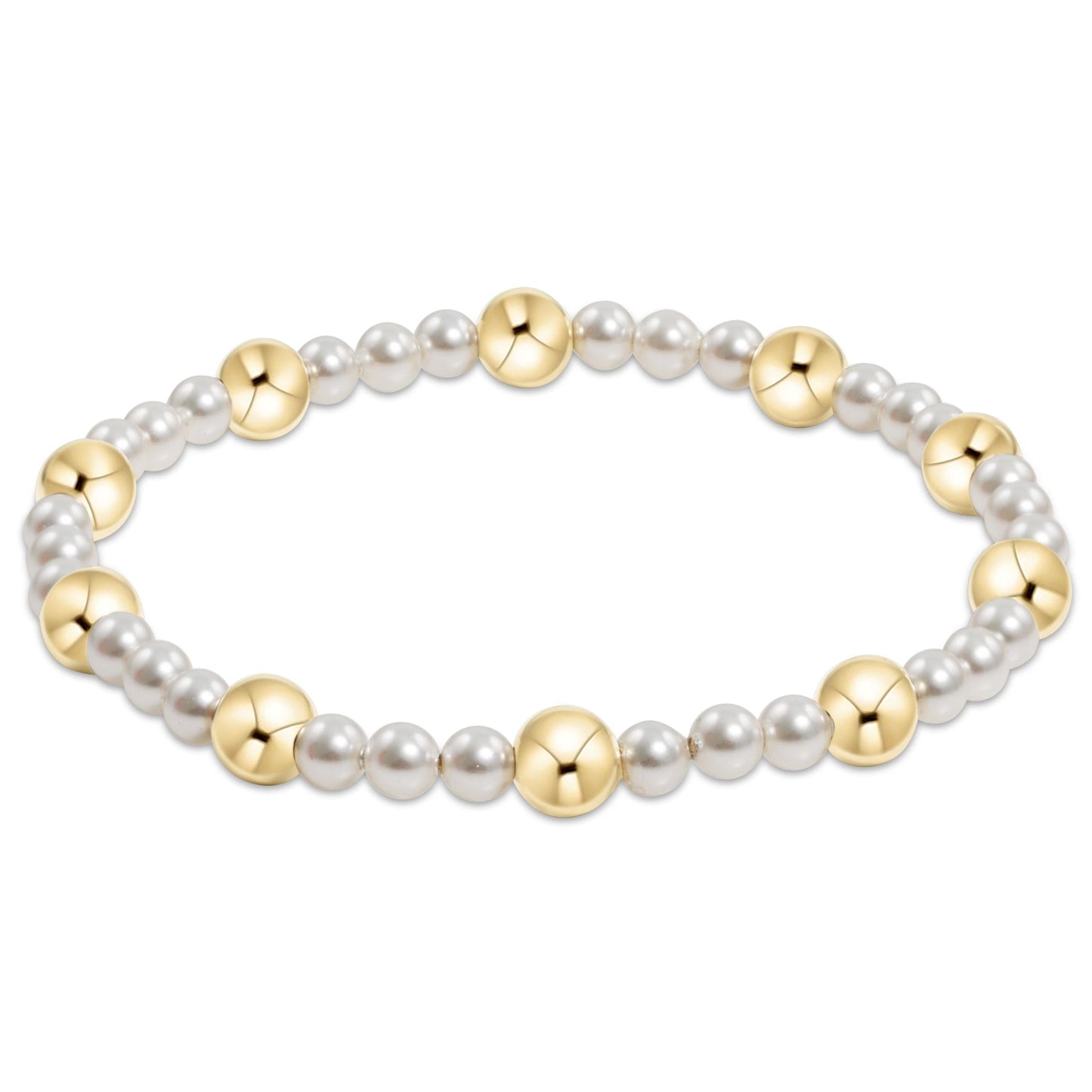 Pearl Sincerity Pattern 4mm Bead Bracelet - 6mm Gold