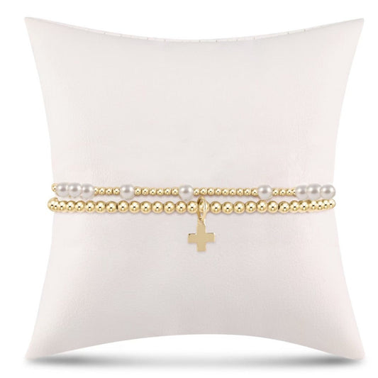 Full of Hope Pearl Stack - Signature Cross Gold Charm