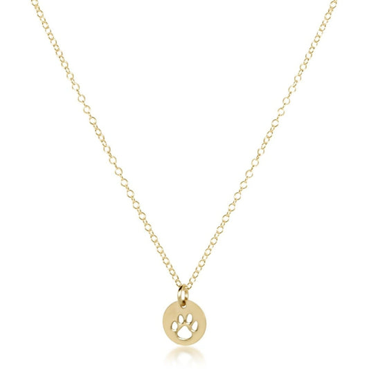 16" Necklace Gold - Paw Print Small Gold Disc