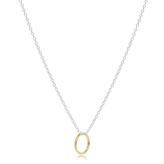 16" Necklace Sterling Mixed Metal - Halo Gold Charm