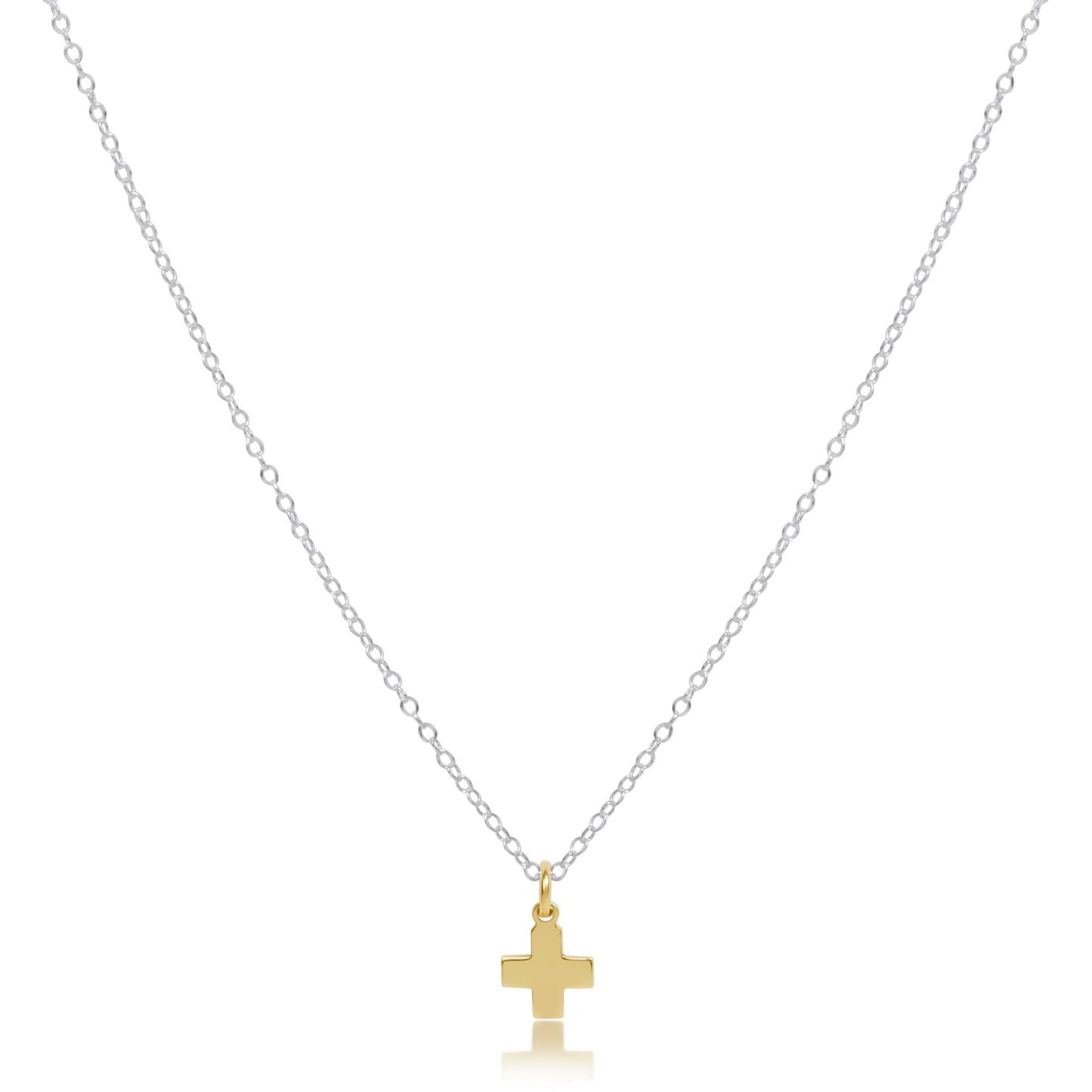 16" Necklace Sterling Mixed Metal - Signature Cross Gold Charm