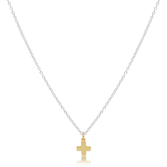 16" Necklace Sterling Mixed Metal - Signature Cross Gold Charm