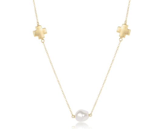 Choker Signature Cross Admire Simplicity Chain Gold - Pearl